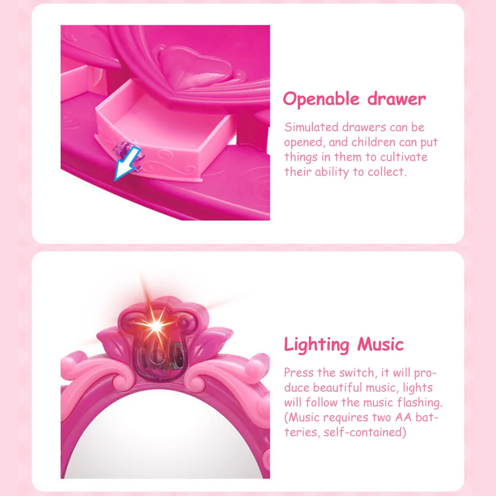 13piece Deluxe Princess Playset With Simulated Dressing Table Childrens Beauty Makeup And Performance Toy Set - 3