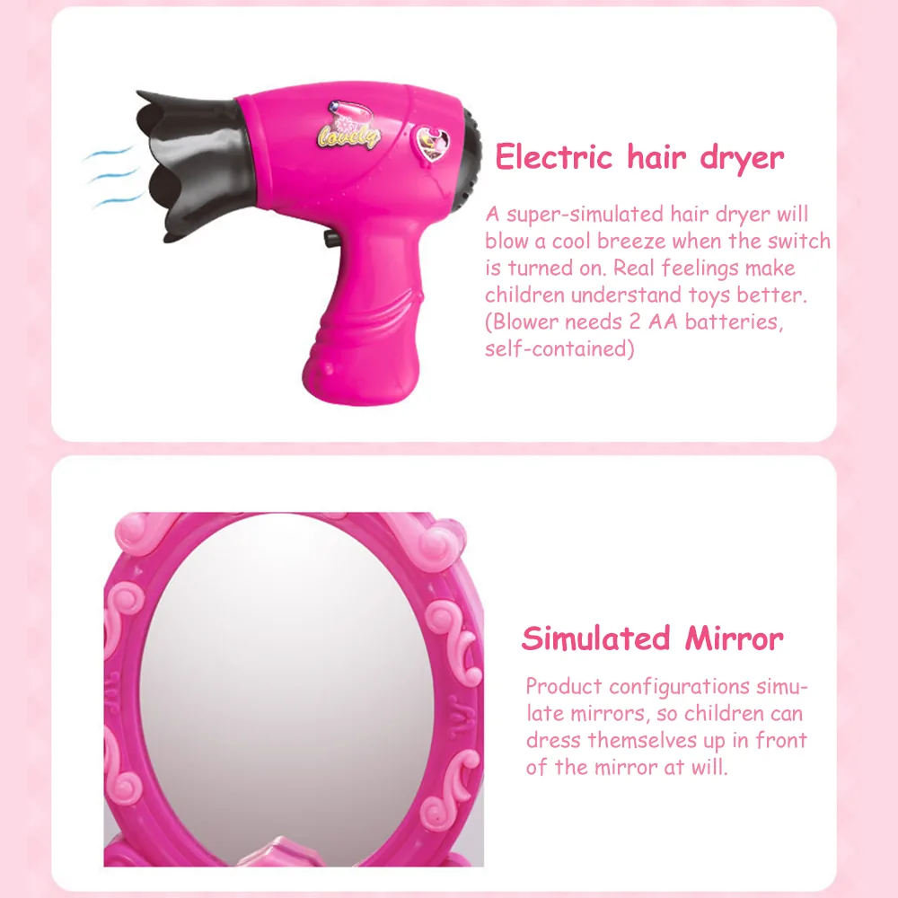 13piece Deluxe Princess Playset With Simulated Dressing Table Childrens Beauty Makeup And Performance Toy Set - 4