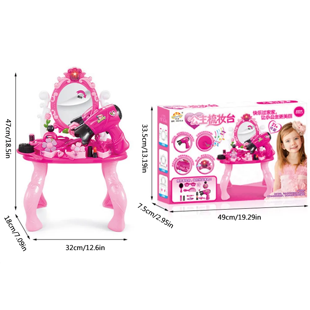 13piece Deluxe Princess Playset With Simulated Dressing Table Childrens Beauty Makeup And Performance Toy Set - 7
