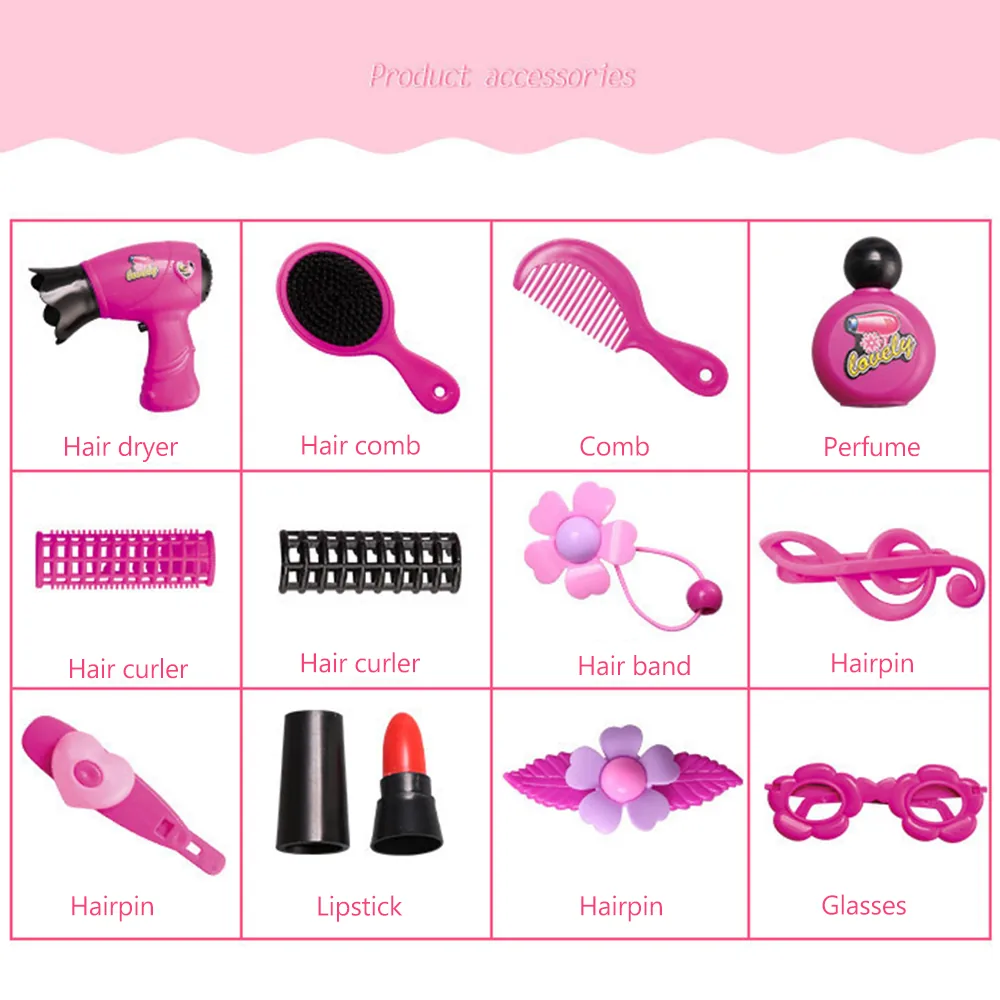 13piece Deluxe Princess Playset With Simulated Dressing Table Childrens Beauty Makeup And Performance Toy Set - 1