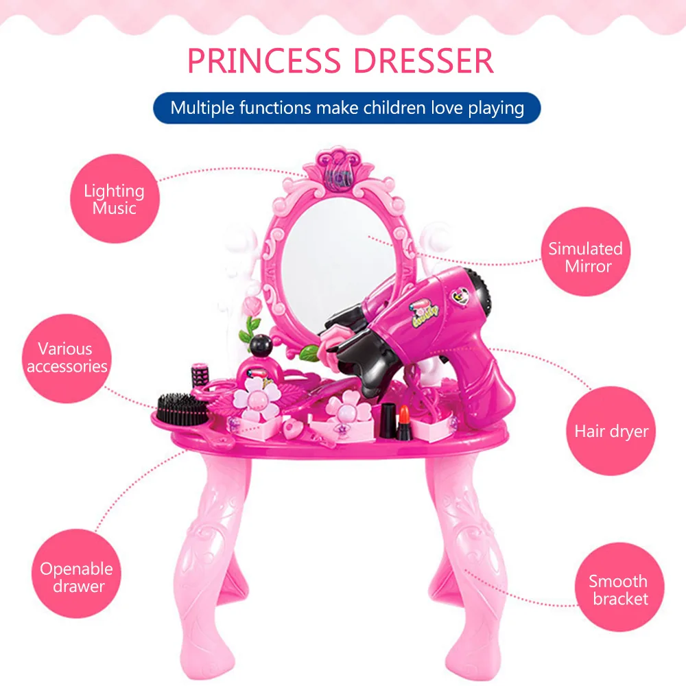 13piece Deluxe Princess Playset With Simulated Dressing Table Childrens Beauty Makeup And Performance Toy Set - 2